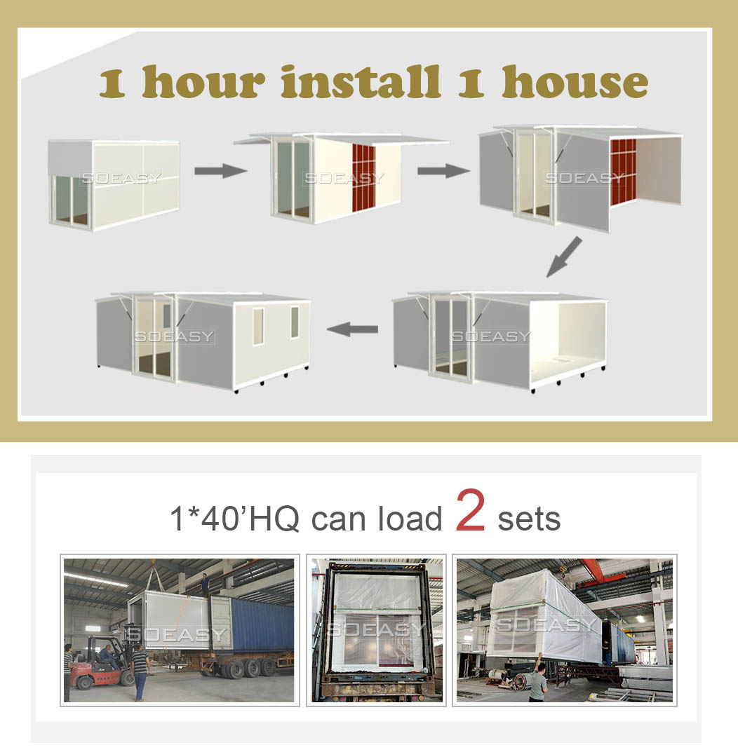 expandable container house install