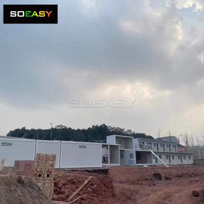 Flat Pack  Prefab Container House Come With Roof And Base Stack in 2 Floor For Office Using