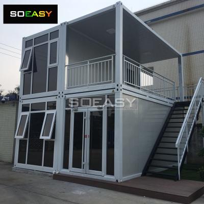 Luxury  Container Villa 4 Units Flat Pack Combine Together Glass Wall with Balcony
