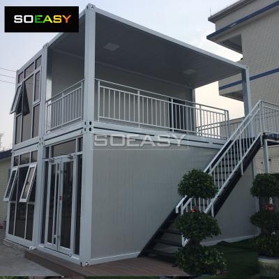 Luxury  Container Villa 4 Units Flat Pack Combine Together Glass Wall with Balcony for sale